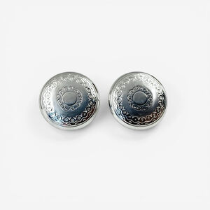 Vintage Coro Silver Tone Button Earrings Signed Mid Century Screwback 50s Domed